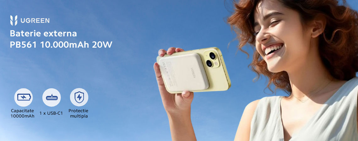 Incarcare rapida si comoda, fara cabluri incomode – powerbank-ul magnetic UGREEN PB561 de 10.000 mAh iti ofera energie oriunde ai nevoie.