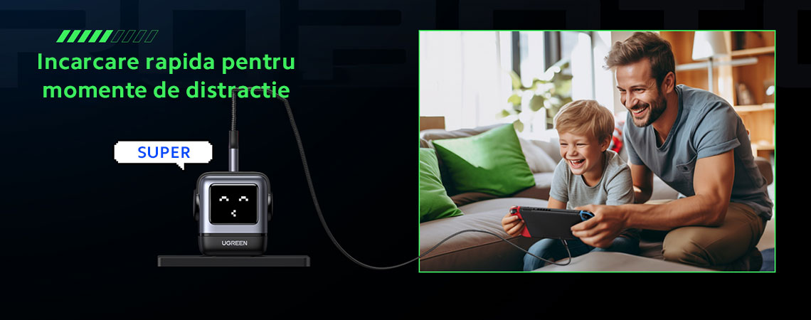 Bucura-te de timp de calitate alaturi de cei dragi fara intreruperi, cu incarcatorul UGREEN Nexode GaN 65W.