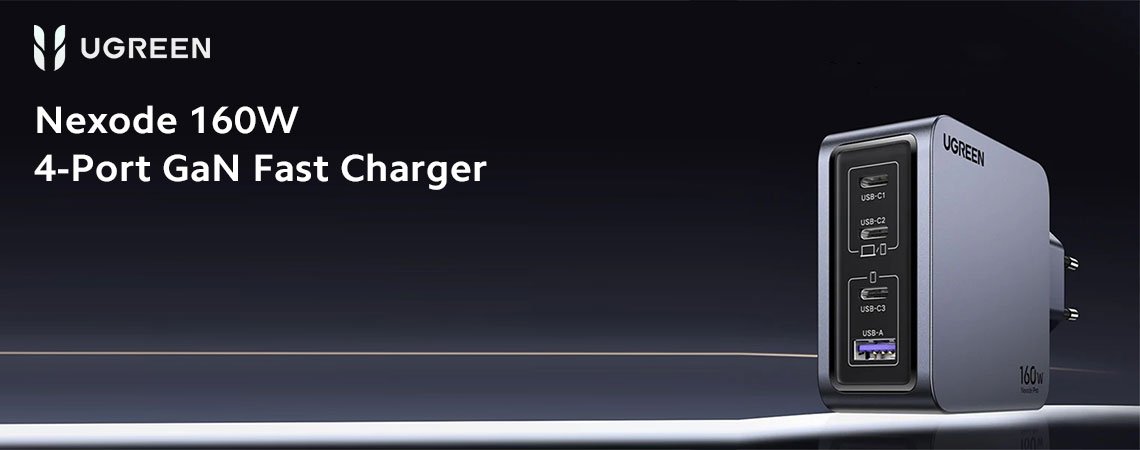 Incarcator rapid retea UGREEN Nexode 160W 4-Port GaN Fast Charger EU
