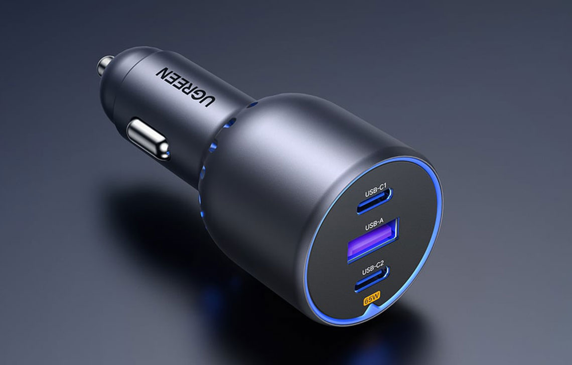 Incarcator auto UGREEN 75W 3-Port Fast Car Charger EC703