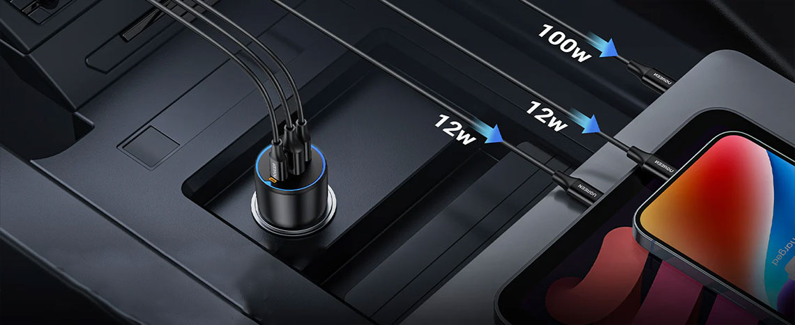 Incarcator auto UGREEN 130W 3-Port Fast Car charger EC705