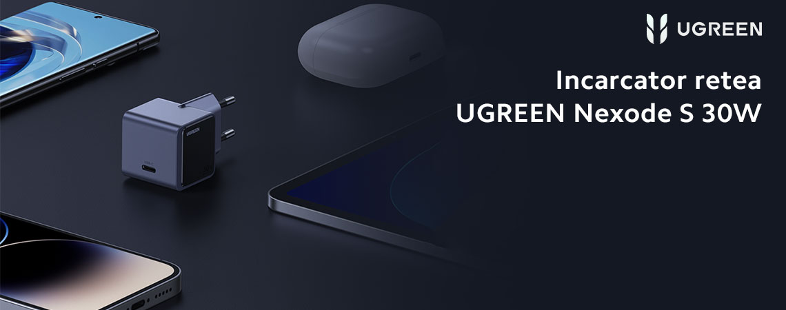 Incarcator rapid retea UGREEN Nexode S 30W USB-C GaN Fast Charger EU, GaNInfinity, USB-C, Negru/Gri #2