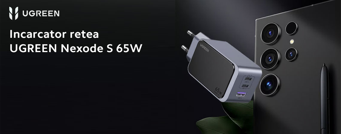 Incarcator retea UGREEN Nexode S 65W 3-Port GaN Fast Charger EU, 2x USB-C + 1x USB-A, Gri 11