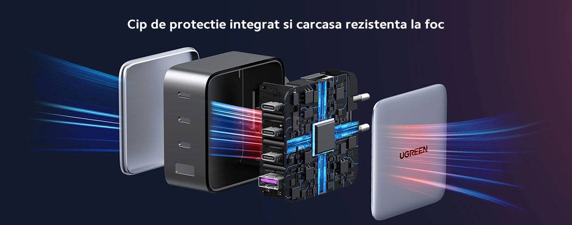 Cip de protectie integrat & carcasa rezistenta la foc