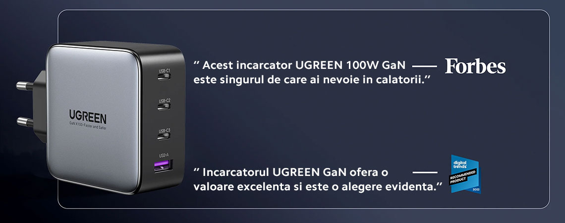 Incarcatorul UGREEN Nexode S 100W are urmatoarele caracteristici: