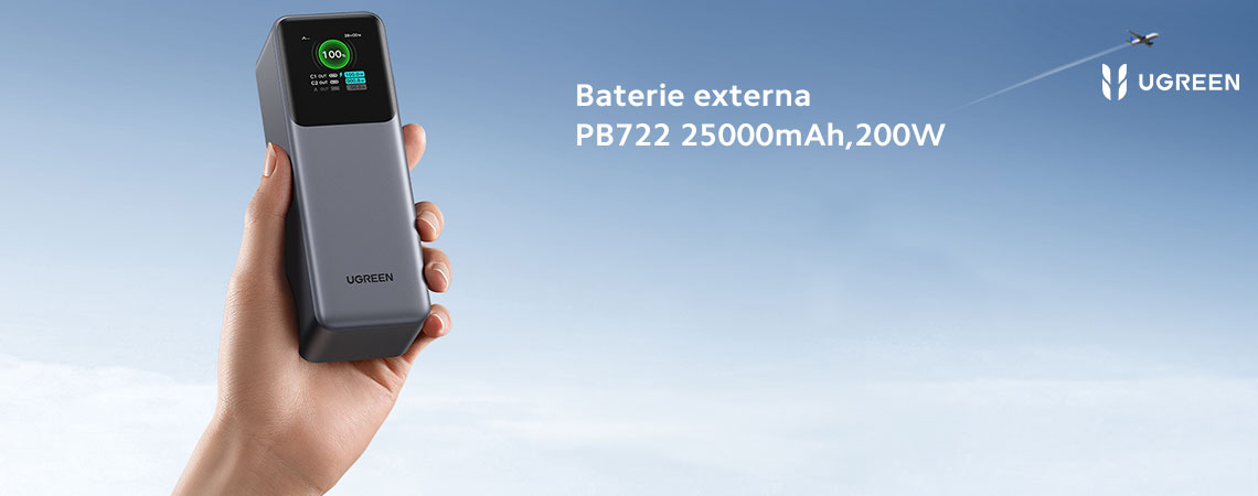 Baterie externa UGREEN 25000mAh 200W Fast Charging Power Bank PB722