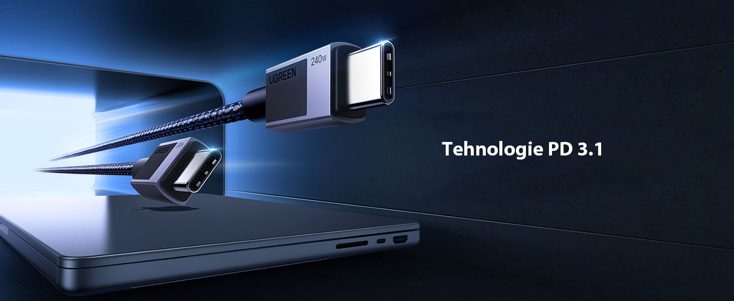 Cablu de date si incarcare UGREEN USB-C to USB-C PD 3.1 Fast Charging Cable L513