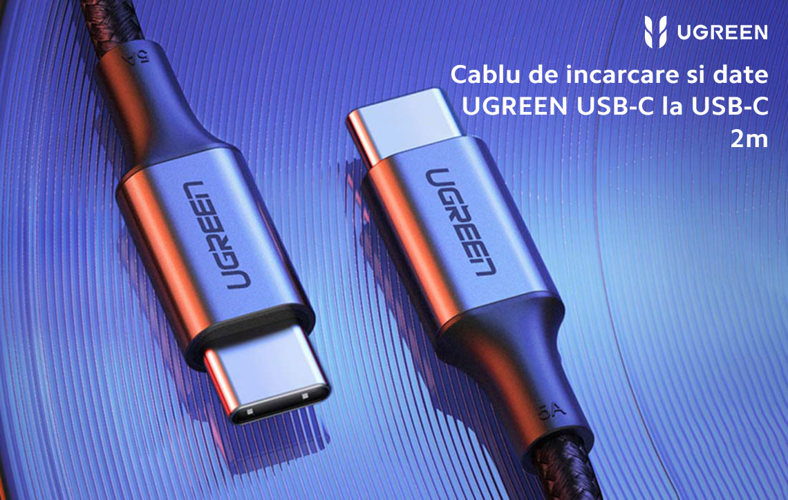 Alege cablul Ugreen USB-C 100W pentru o conectivitate rapida, sigura si eficienta!
