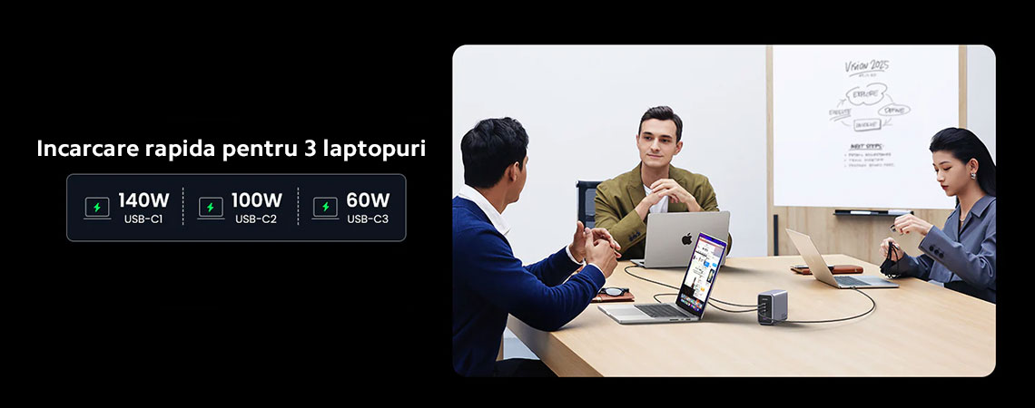 Incarcator rapid UGREEN Nexode 300W 5-Port PD GaN Fast Charger EU