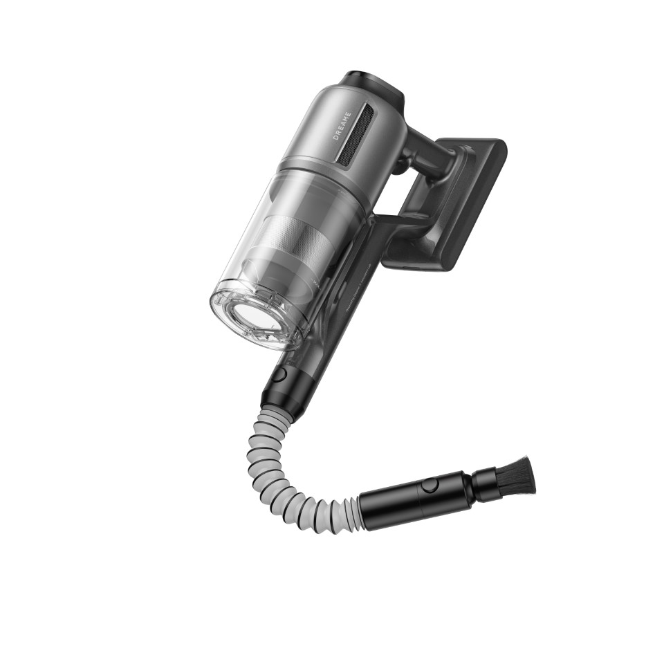 Furtun extensibil + perie moale rotativa pentru praf