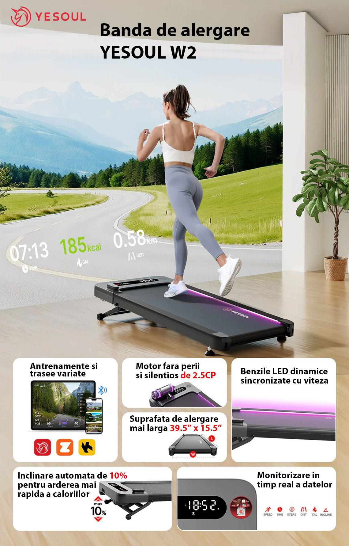 Banda de alergare YESOUL W2 Pro Treadmill