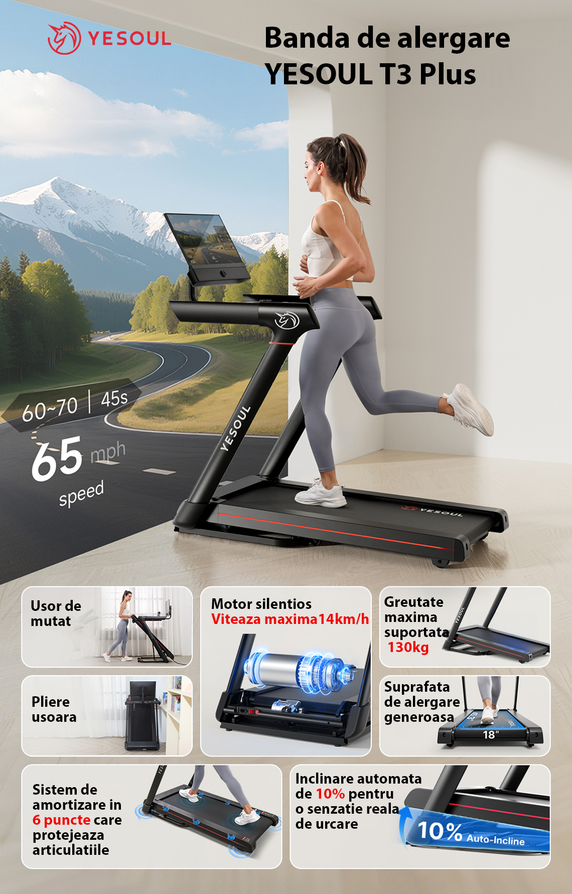 Banda de alergare YESOUL T3 Plus Treadmill