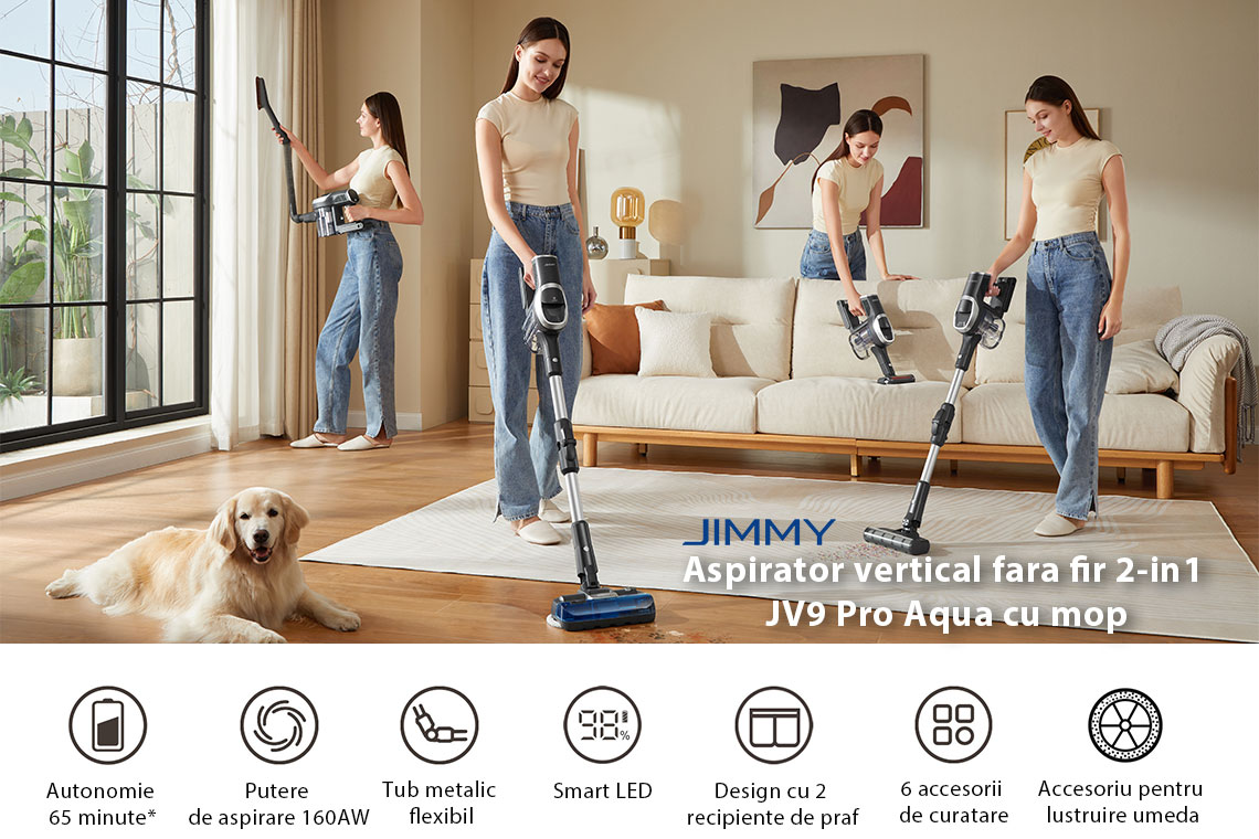 Aspirator vertical fara fir 2-in1 Jimmy JV9 Pro Aqua