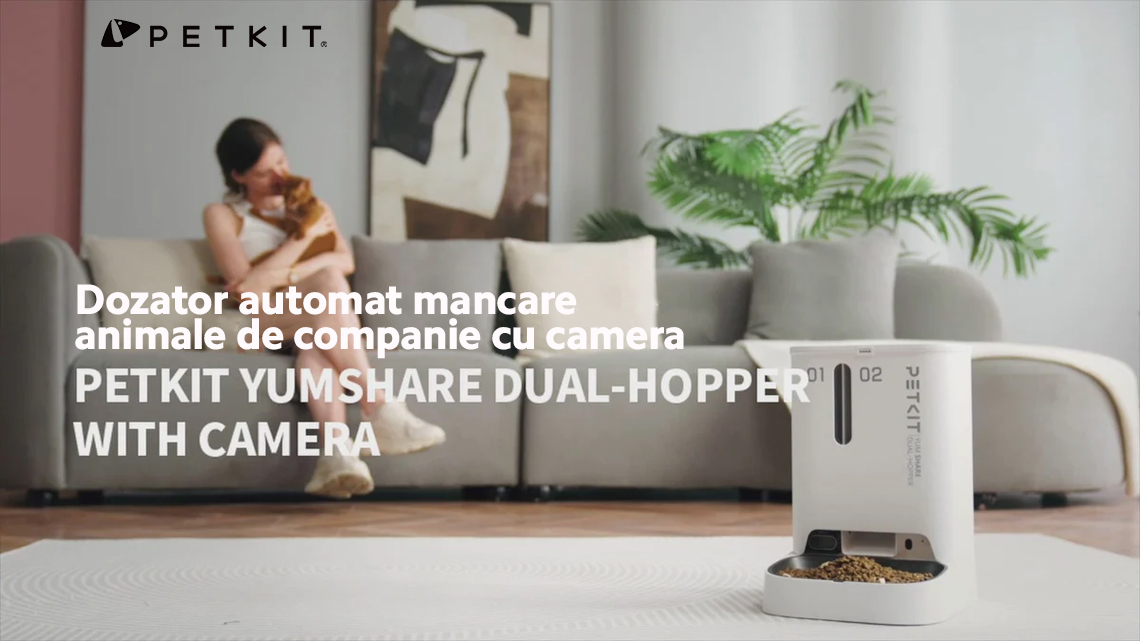 Dozator automat mancare animale de companie cu camera PETKIT YUMSHARE Dual Hopper Smart Feeder with Camera