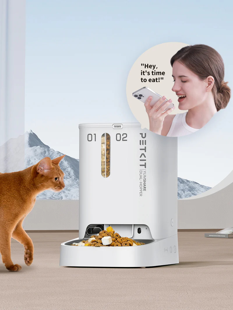 Dozator automat mancare animale de companie cu camera PETKIT YUMSHARE Dual Hopper Smart Feeder with Camera