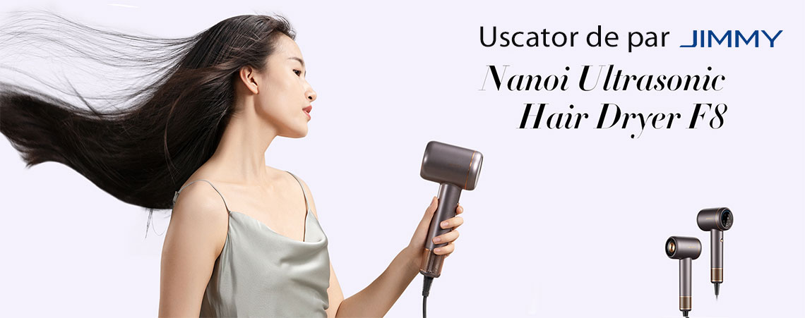 Uscator de par JIMMY Nano Ultrasonic Hair Dryer F8 (Purple Mauve), 110000rpm, 18l/s, display smart