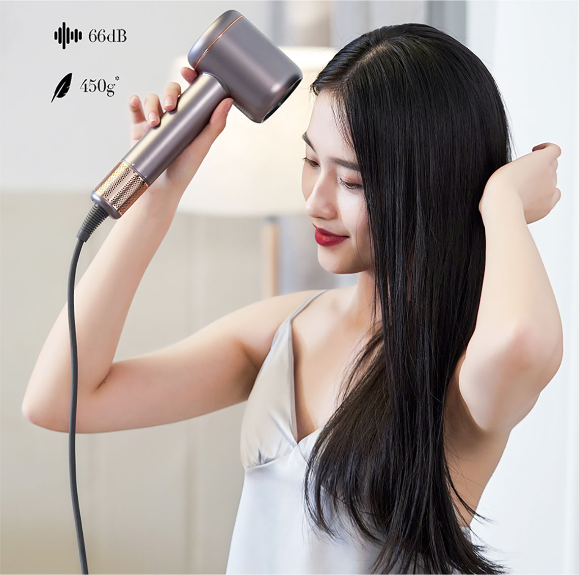 Uscator de par JIMMY Nano Ultrasonic Hair Dryer F8 (Purple Mauve), 110000rpm, 18l/s, display smart
